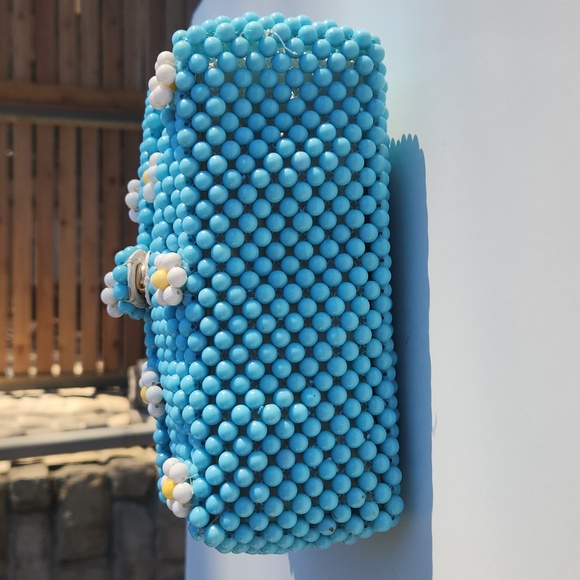 Anthropologie Beaded Daisy Teal Handbag - Picture 6 of 10